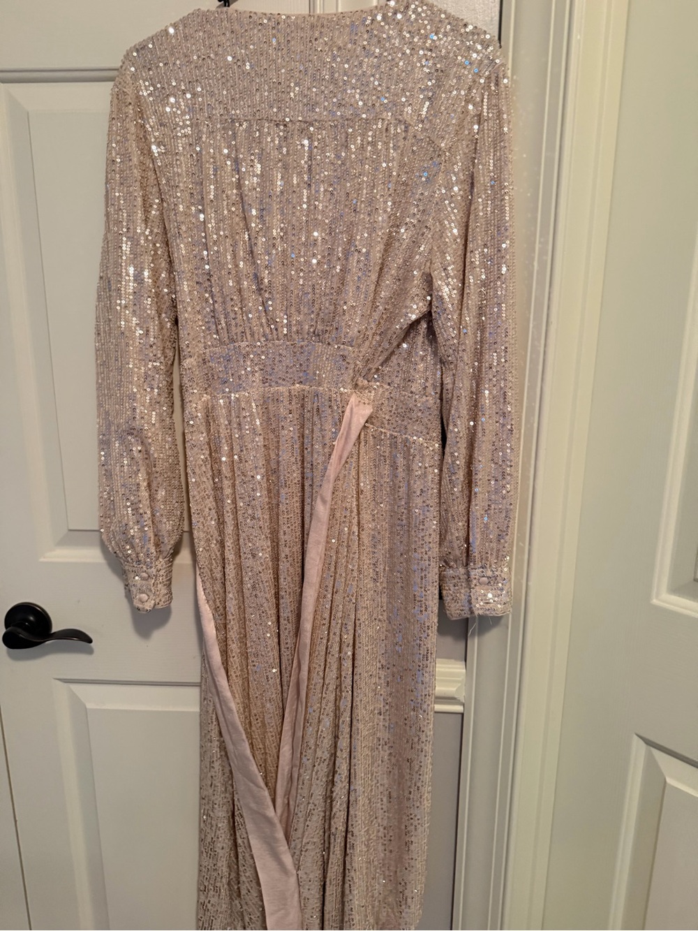 LC Lauren Conrad Champagne Sequin Wrap Maxi Dress - Picture 6 of 10